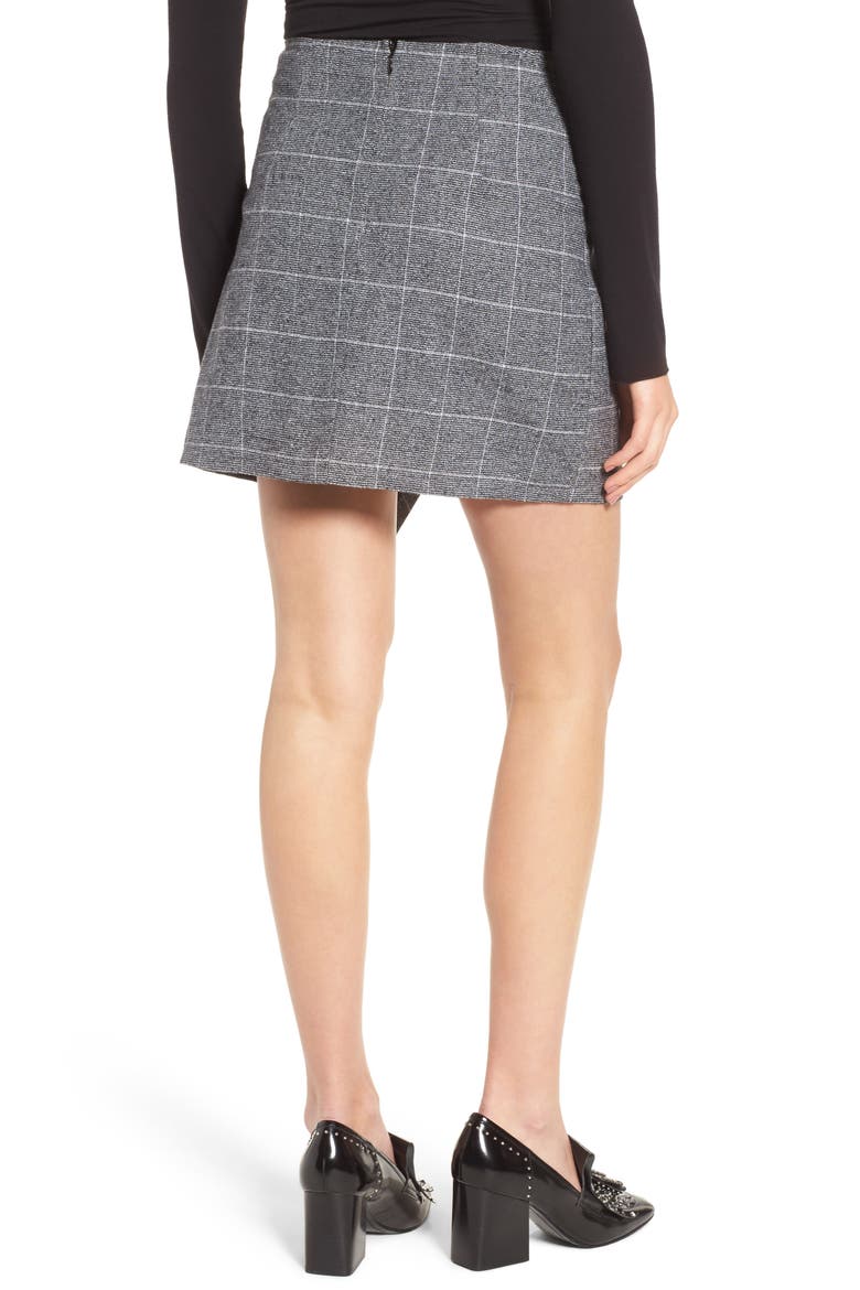 Faux Wrap Miniskirt, Alternate, color, BLACK PLAID