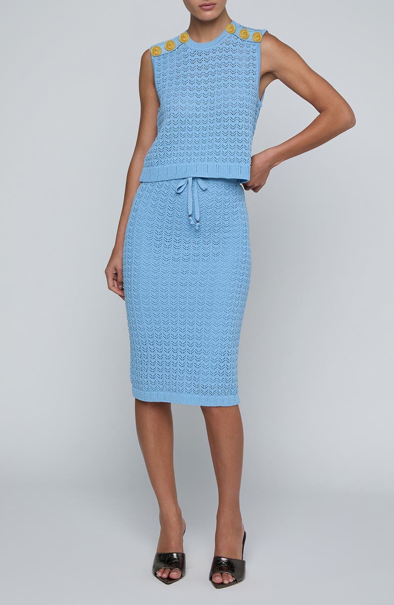 L'AGENCE Max Sleeveless Pointelle Top, Alternate, color, Pale Blue/ Gold