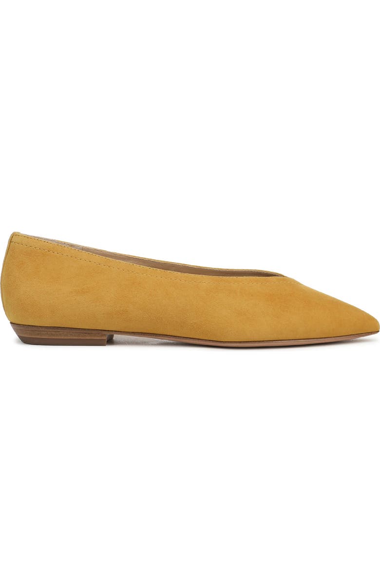 Veronica Beard Bancroft Pointed Toe Flat, Alternate, color, Mustard Yellow Suede