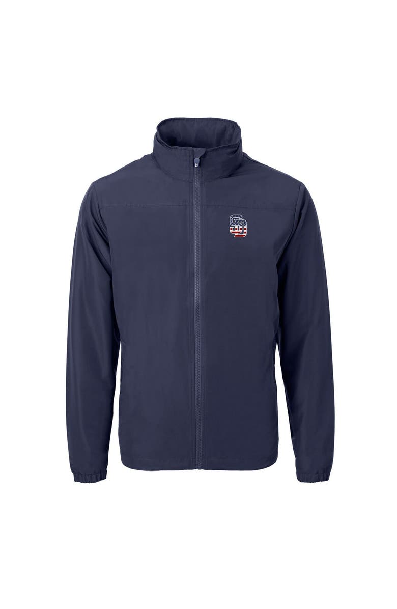 Cutter & Buck Men's Cutter & Buck  Navy San Diego Padres Americana Logo Charter Eco Knit Recycled Full-Zip Jacket, Alternate, color, 