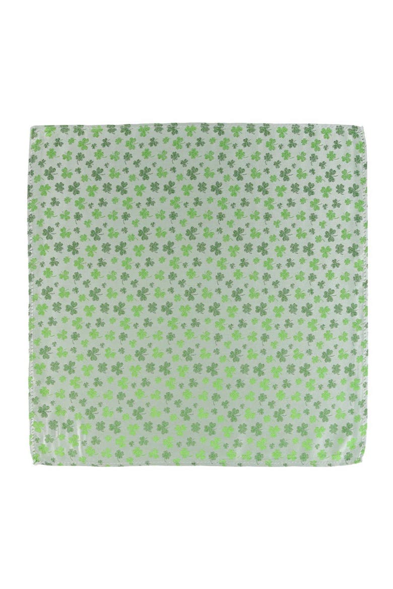 White Shamrock Novelty Silk 12x12 Pocket Square, Alternate, color, White