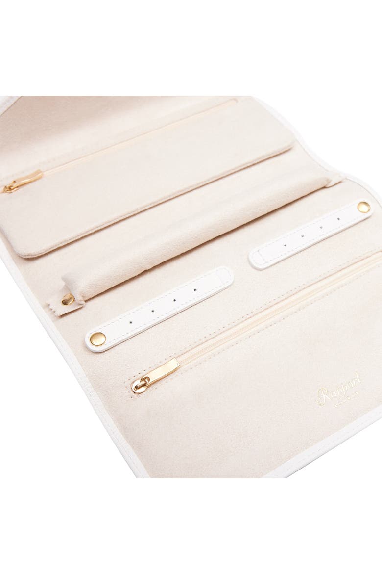TUXEDO LEATHER JEWELLERY ROLL, Alternate, color, White