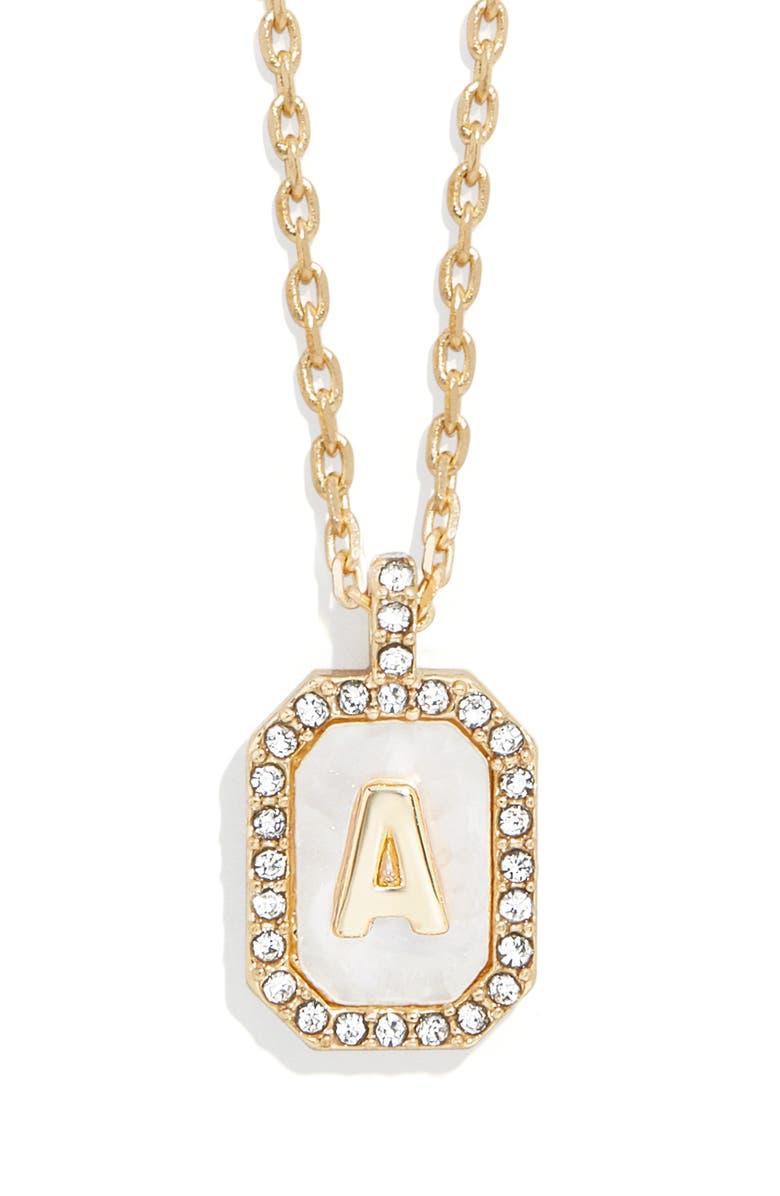 BaubleBar Initial Pendant Necklace, Main, color, White A
