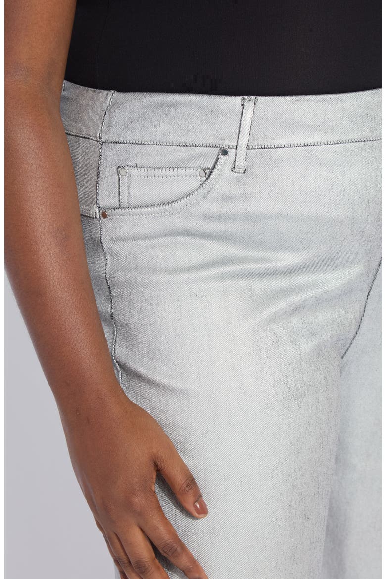 Metallic Coated Pull-On High Waist Wide Leg Jeans, Alternate, color, METALLIC SILVER