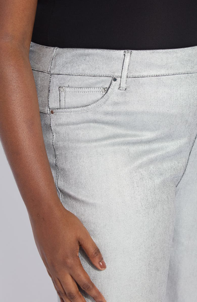 Lysse Metallic Coated Pull-On High Waist Wide Leg Jeans, Alternate, color, Metallic Silver