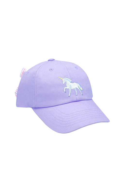 Bits & Bows Rainbow Unicorn Twill Bow Baseball Hat In Purple
