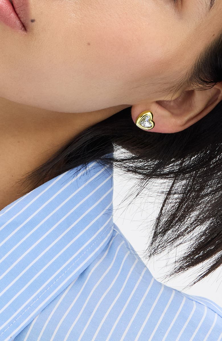 COACH Heart Stud Earrings, Alternate, color, Crystal