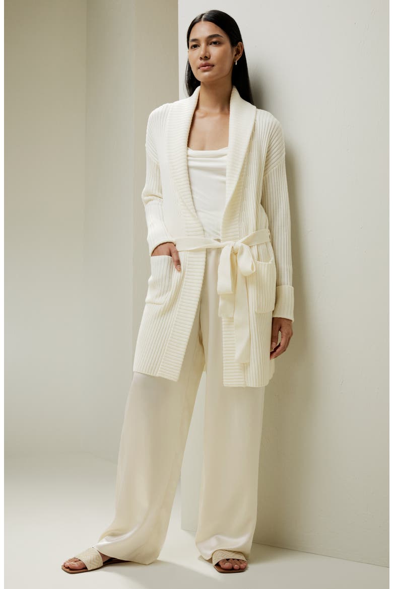 Women's Merino Wool Shawl Collar Cardigan, Alternate, color, White
