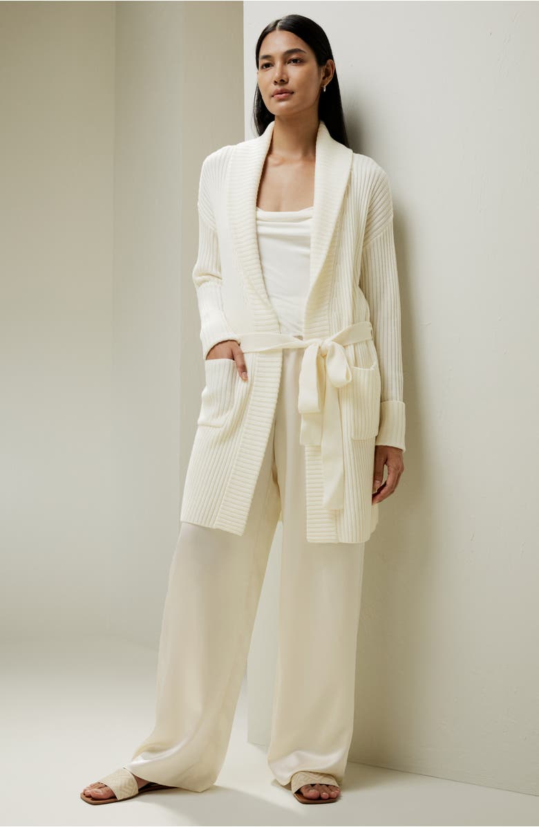 Lilysilk Merino Wool Shawl Collar Cardigan, Alternate, color, White