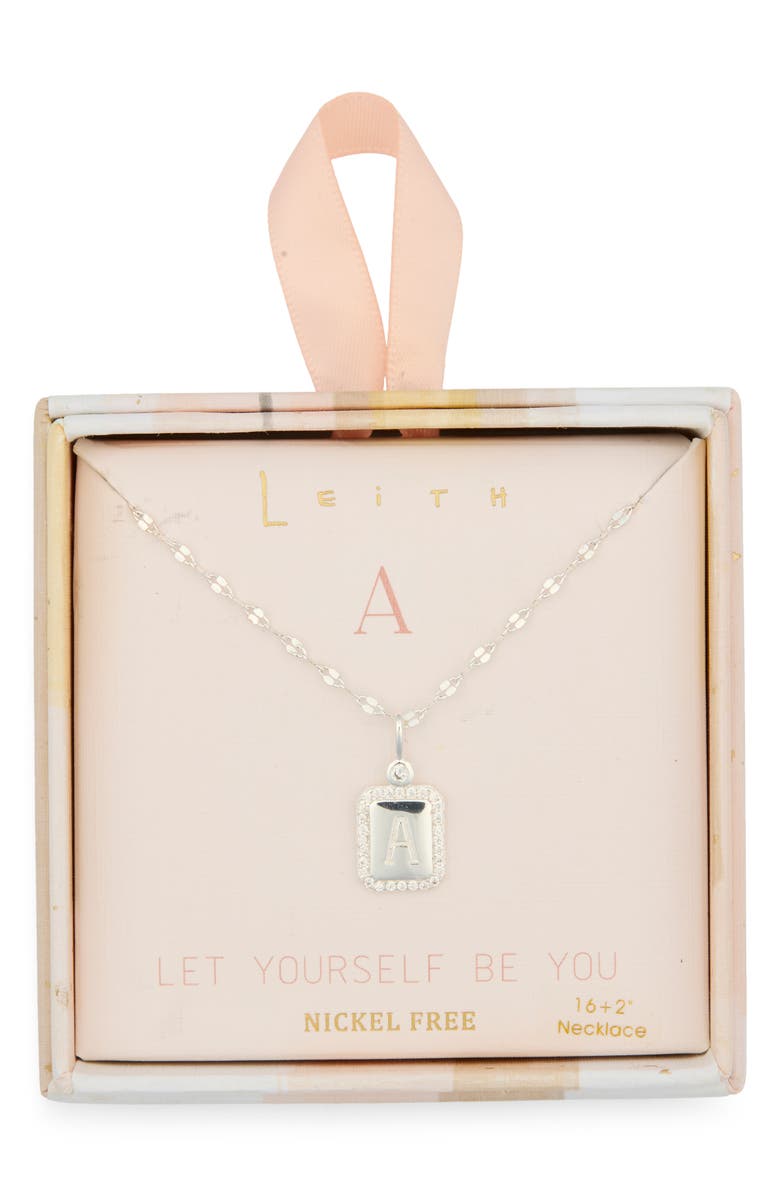 Leith Initial Pendant Necklace, Main, color, A- Clear- Silver