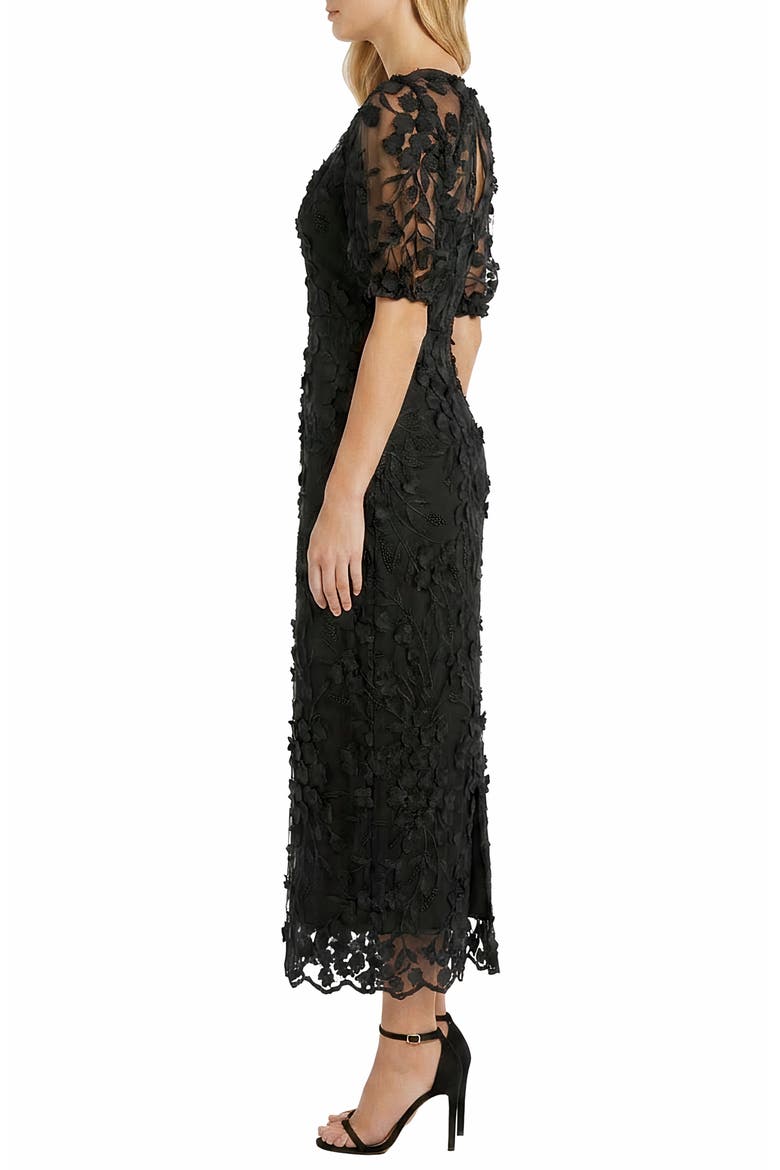 Illusion Floral Appliqué Gown, Alternate, color, BLACK