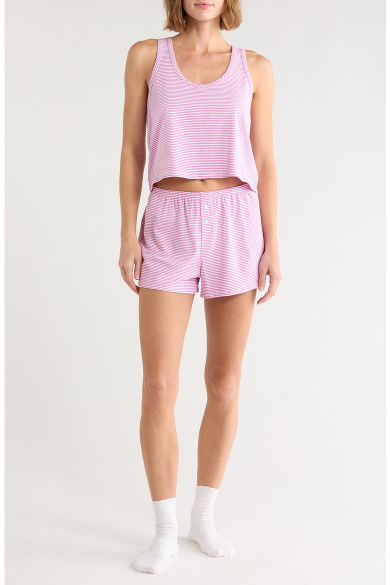 Tank Short Pajamas, Main, color, WHITE- PINK ROCCO STRIPE
