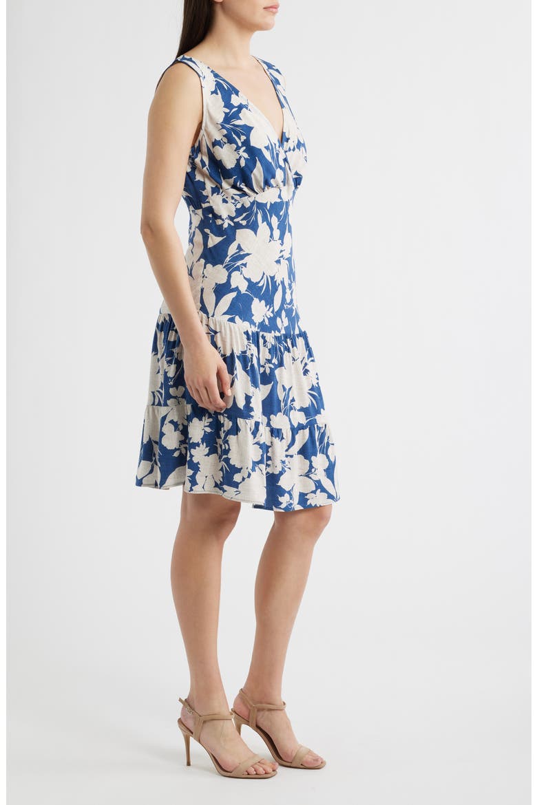 Print Wrap Front Flare Dress, Alternate, color, DEMIN
