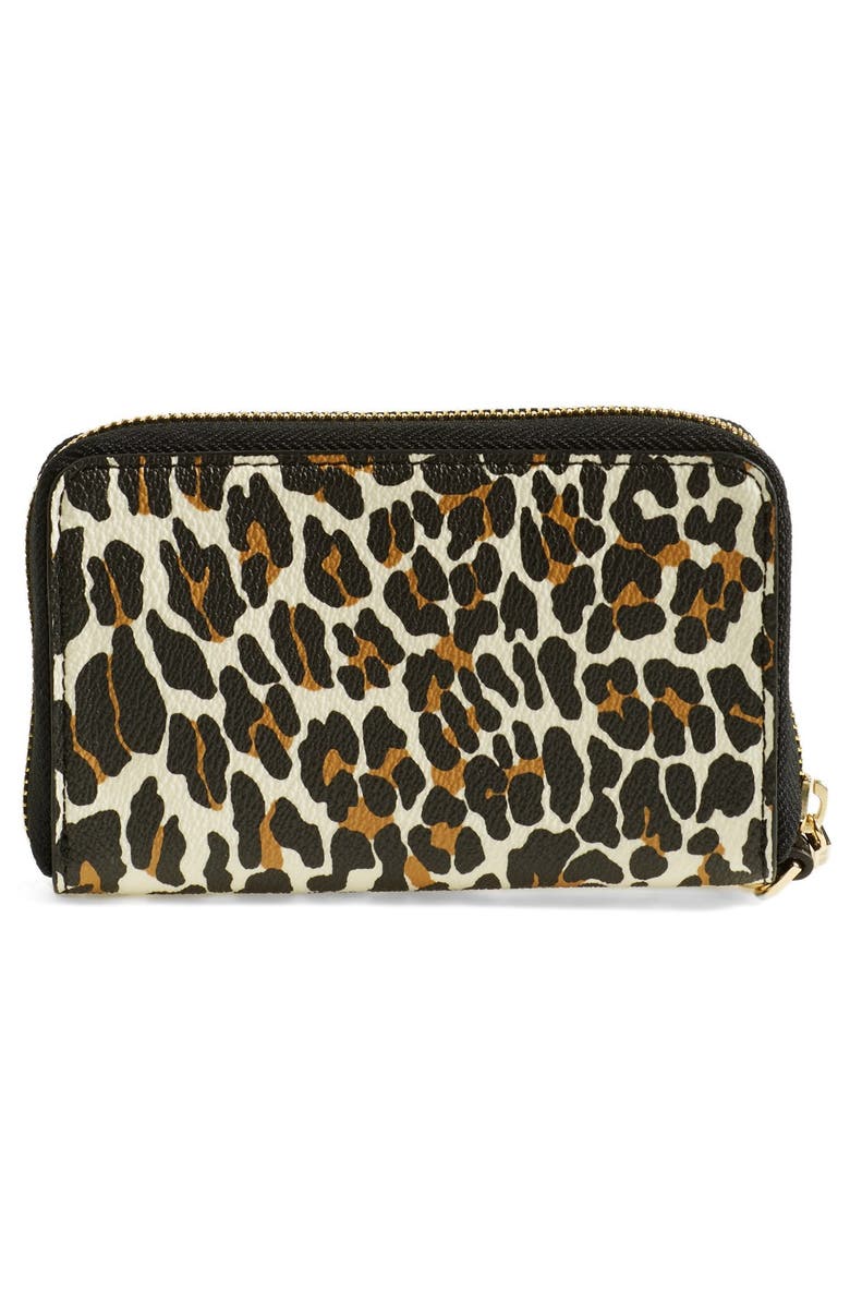 Tory Burch 'Plaque' Leopard Print Smartphone Wristlet, Alternate, color, 