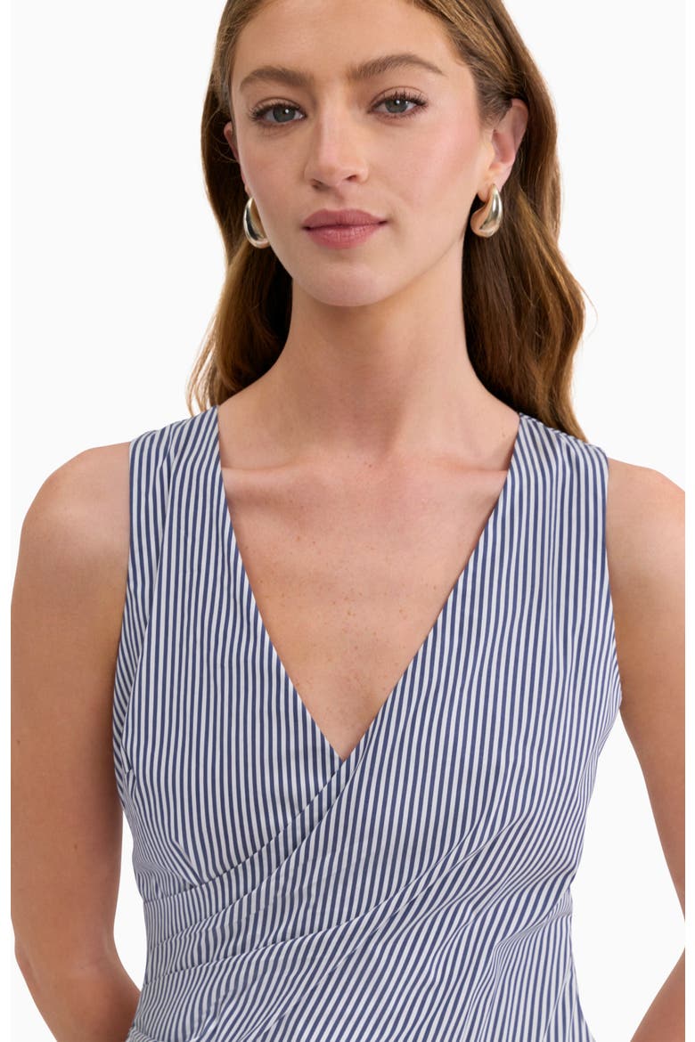 Joselene Poplin Wrap Dress, Alternate, color, Navy Stripe