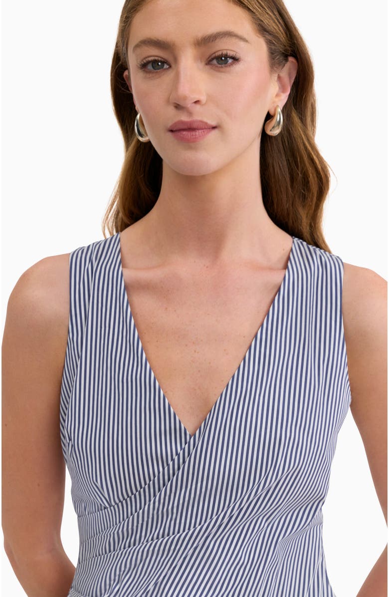 Rebecca Taylor Joselene Poplin Wrap Dress, Alternate, color, Navy Stripe