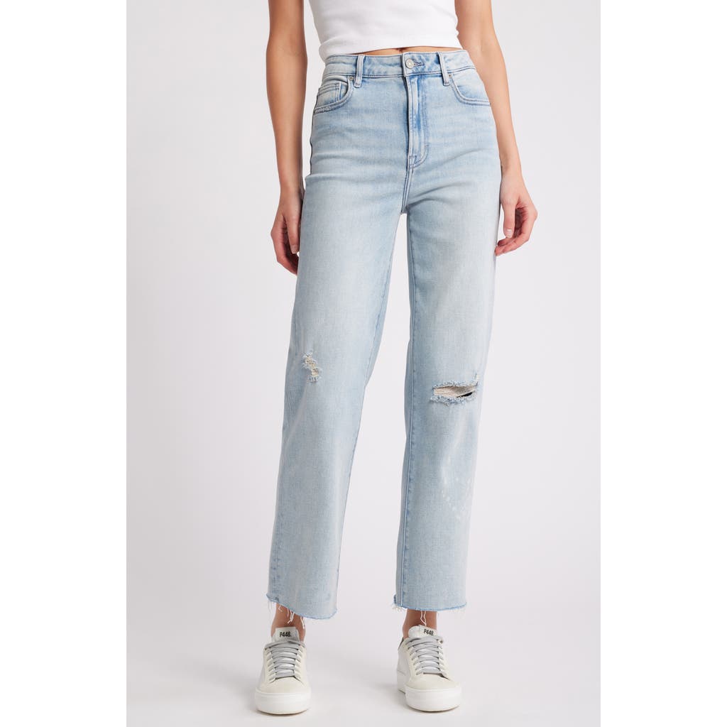 HIDDEN JEANS Bleach Splatter Ripped High Waist Straight Leg Jeans in Light Wash  product