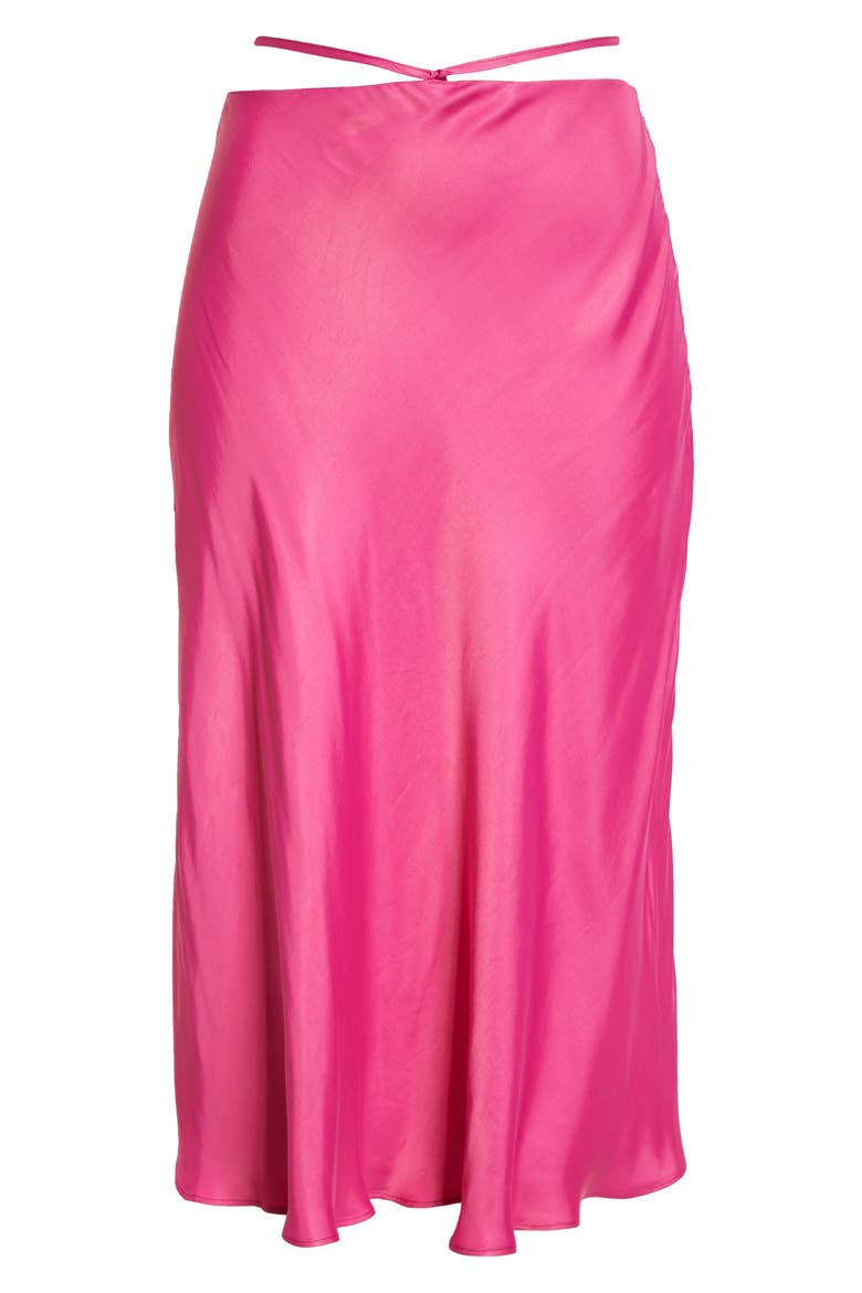 Satin Midi Skirt, Alternate, color, PINK