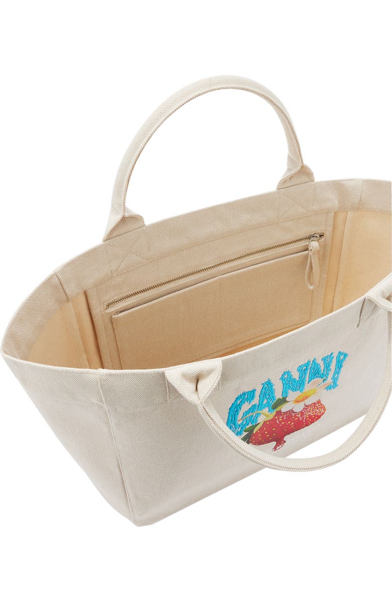 Ganni Medium Trapeze Canvas Shopper Bag, Alternate, color, Sunlight