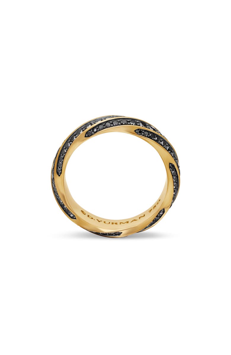 David Yurman Cable Edge Band Ring in Recycled 18K Yellow Gold with Pavé Black Diamonds, Alternate, color,