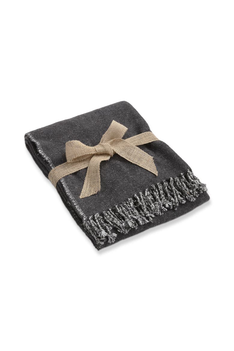 Recycled Acrylic Decorative Throw Blanket Dark Gray Sofa Bed, Main, color, Black