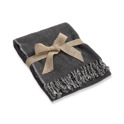 Recycled Acrylic Decorative Throw Blanket Dark Gray Sofa Bed