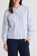 Madewell High Neck Lace Detail Pintuck Cotton Top