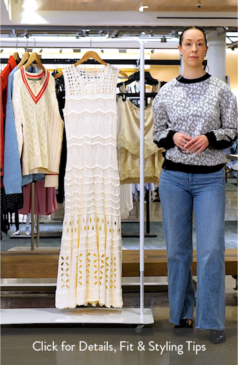 Lakshmi Eyelet Scallop Trim Midi Dress, sales video thumbnail