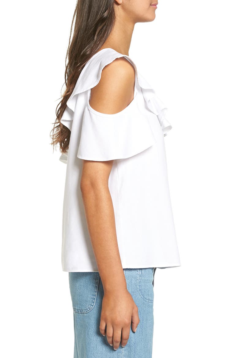 One Shoulder Ruffle Top, Alternate, color, PURE WHITE