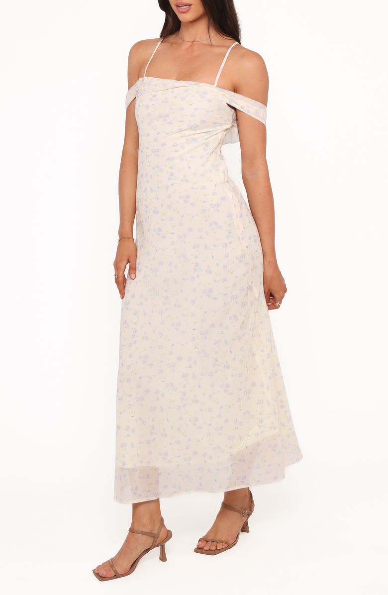 Petal & Pup Elwood Cold Shoulder Maxi Dress, Alternate, color, Yellow Ditsy Floral