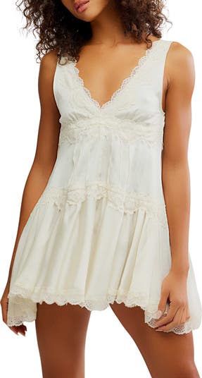 Lace Trim Satin Mini Slipdress