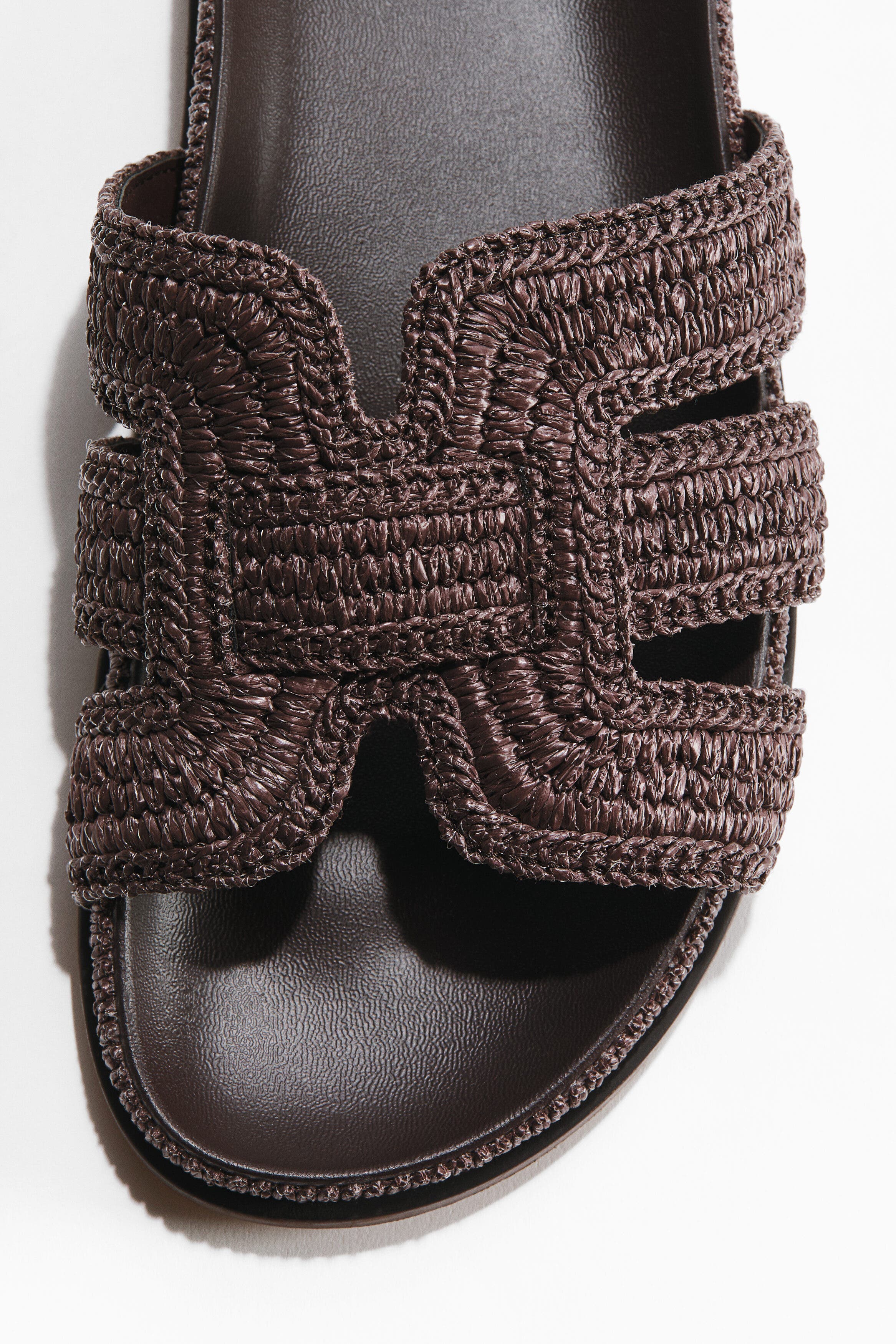 H&M Braided straw sandals, Alternate, color, Dark Brown