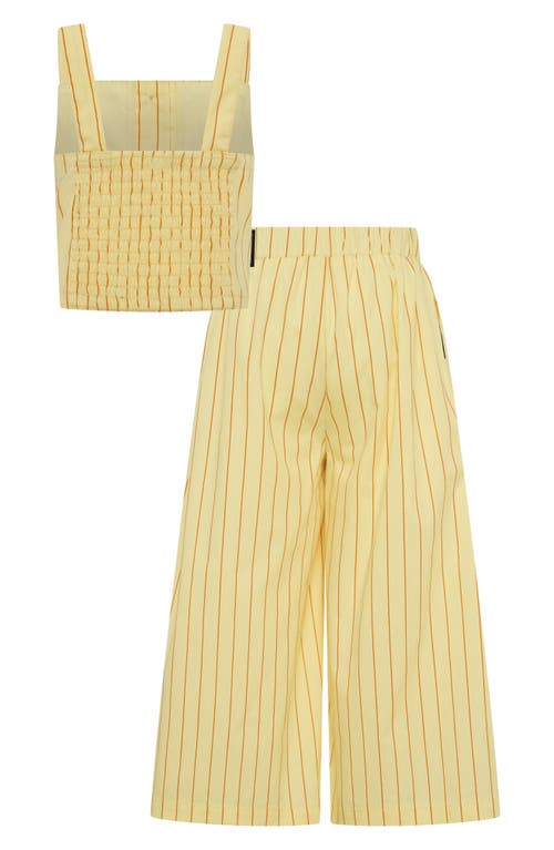 Tiny Tribe Kids' Stripe Cotton Tank & Wide Leg Pants Set In Yellow
