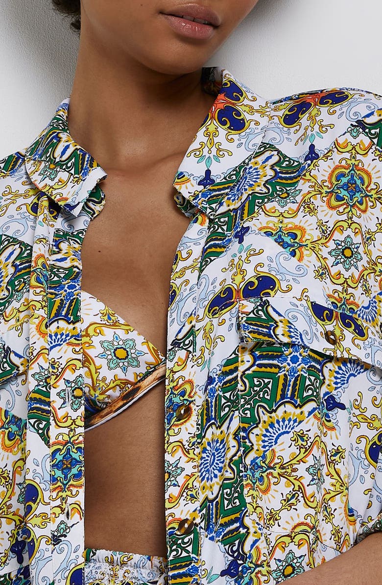 River Island Print Oversize Tunic Shirt, Alternate, color,