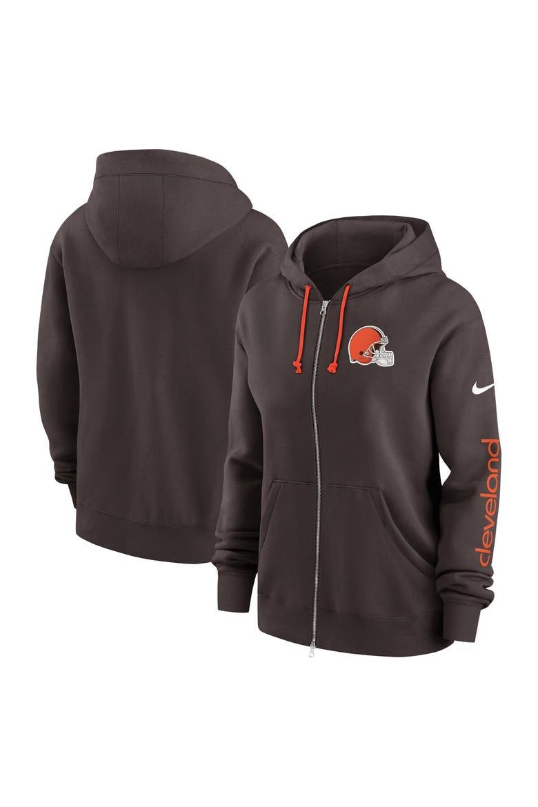 Women's Nike Brown Cleveland Browns Phoenix Hoodie Full-Zip Sweatshirt, Alternate, color, Brown