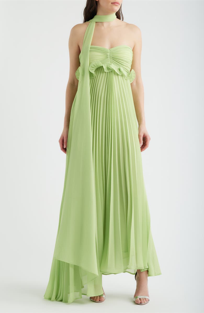 Delfi Collective Diana Strapless Chiffon Dress, Main, color, Lime