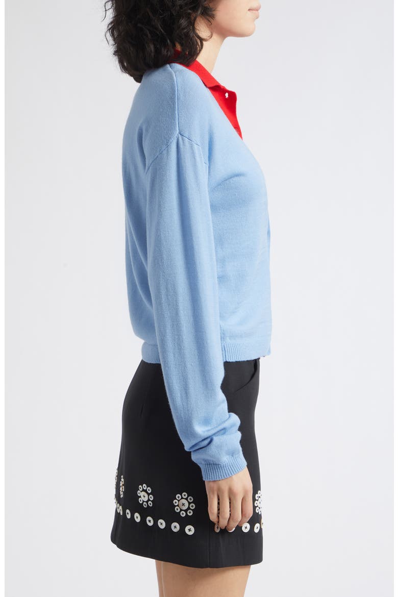 Layered Wool Cardigan, Alternate, color, SKY BLUE / FIERY RED