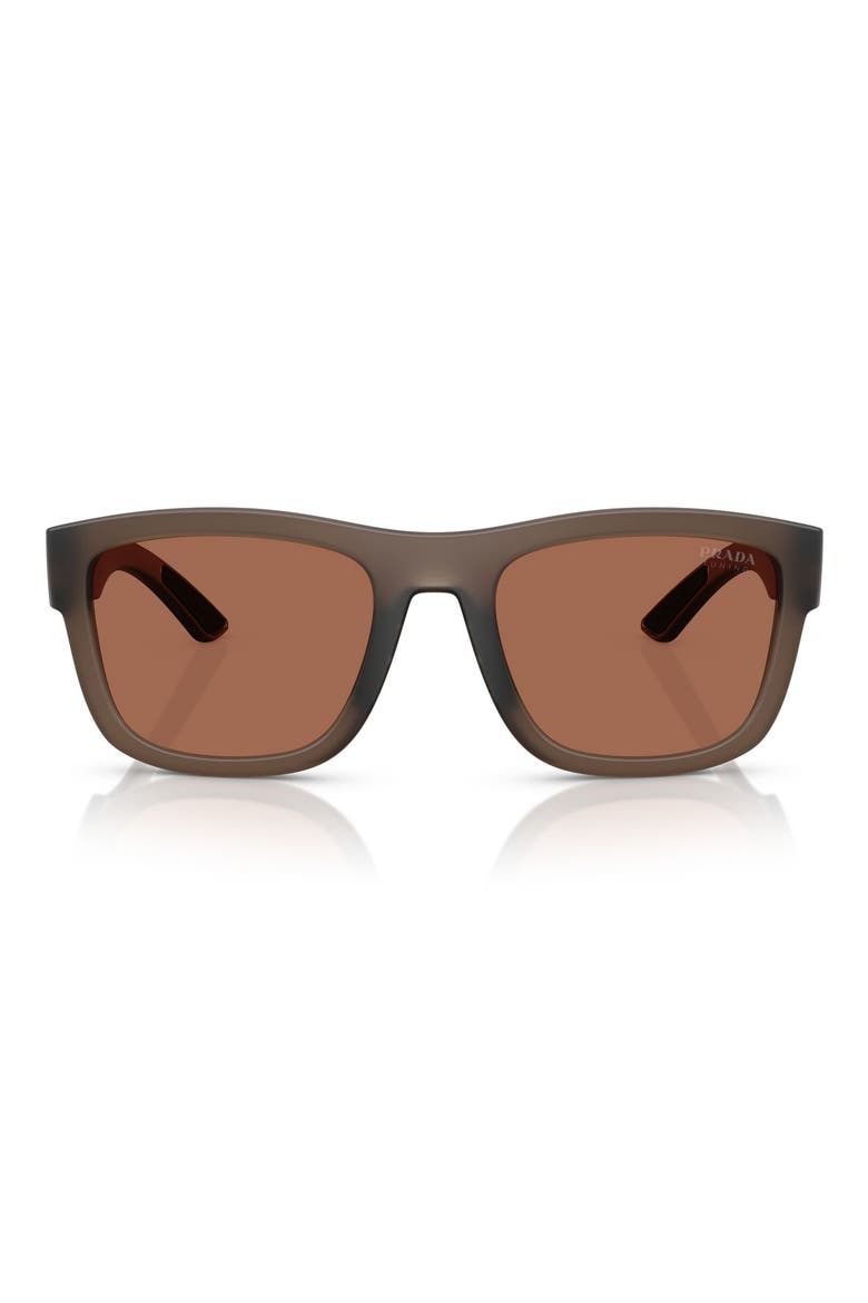 56mm Pillow Sunglasses, Main, color, TRANSPARENT BROWN / BROWN