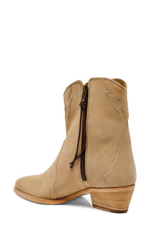 Free People New Frontier Western Bootie In Oyster Suede