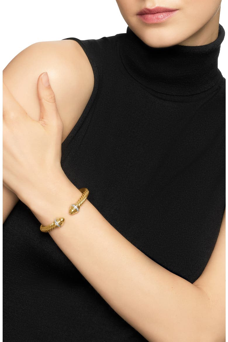 Classic Cablespira® Bracelet in 18K Yellow Gold with Diamonds, 7mm, Alternate, color, YELLOW GOLD/ DIAMOND
