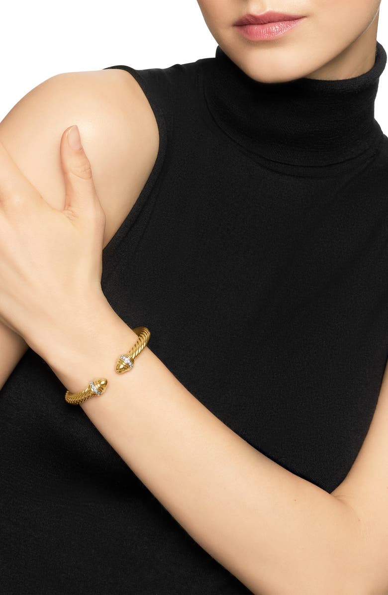 David Yurman Classic Cablespira<sup>®</sup> Bracelet in 18K Yellow Gold with Diamonds, 7mm, Alternate, color, Yellow Gold/ Diamond