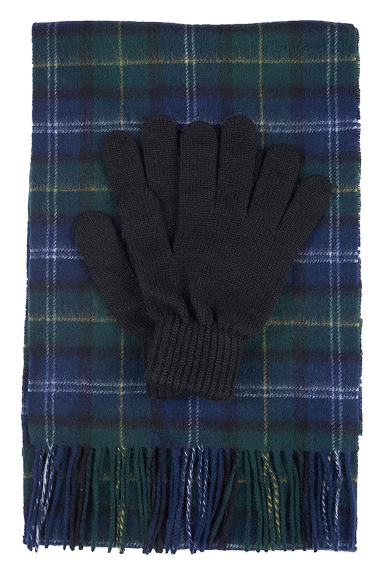 Tartan Wool Scarf & Gloves Set, Main, color, SEAWEED TARTAN