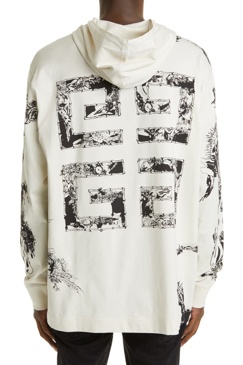 Gothic Logo Oversize Hooded Graphic Tee, Alternate, color, DUST GREY