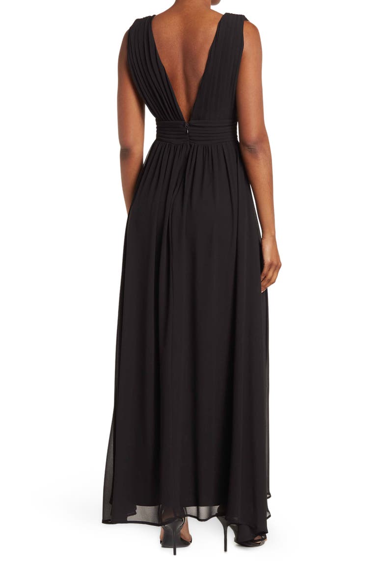 Athen Plunging V-Neck Maxi Dress, Alternate, color, BLACK