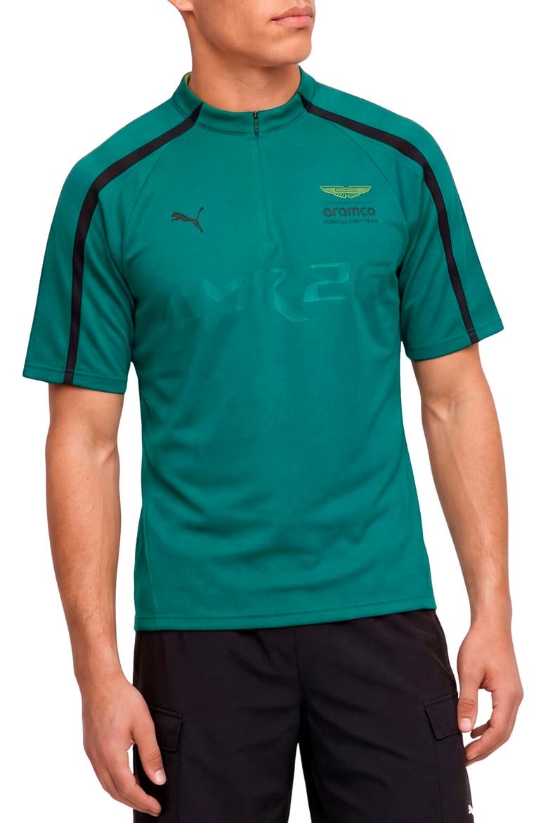 x AMF1 Lifestyle Short Sleeve Quarter Zip Jersey, Main, color, GREEN LUX