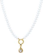BY ADINA EDEN Colored Natural Stone Beaded /CZ Pear Bezel Charm Necklace