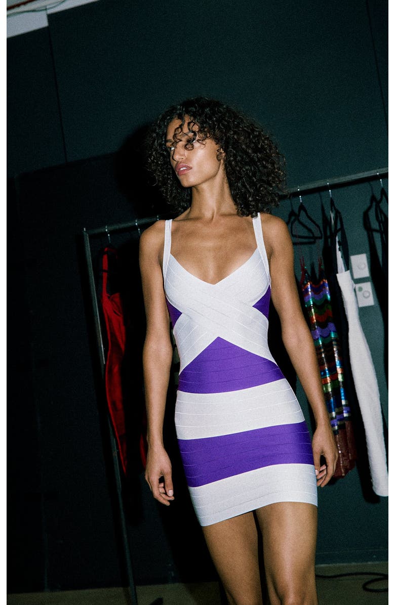 Herve Leger The Vip Dress, Alternate, color, Pansy Grey