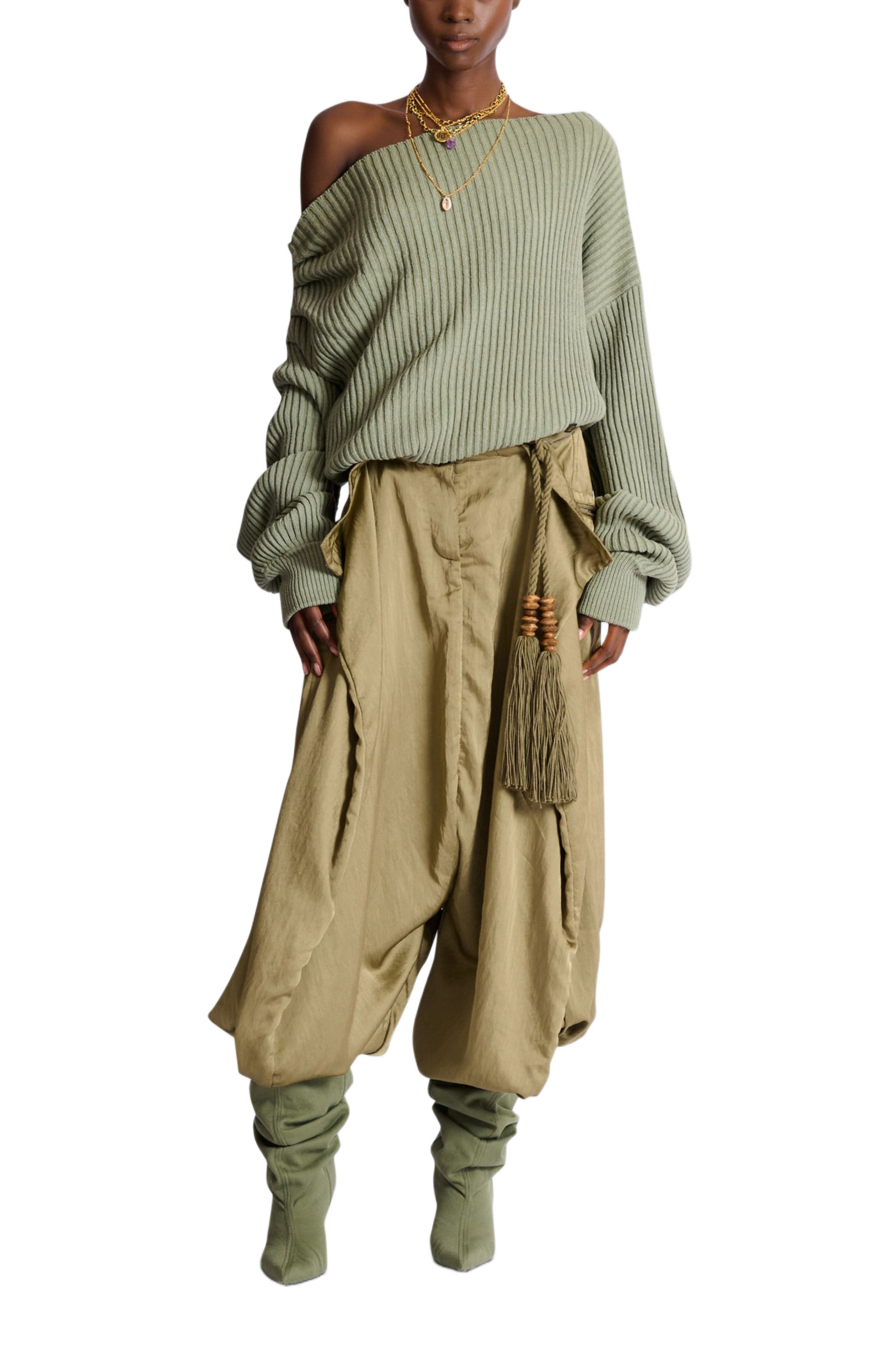 Draped asymmetrical jumper in ribbed silk knit - image 2