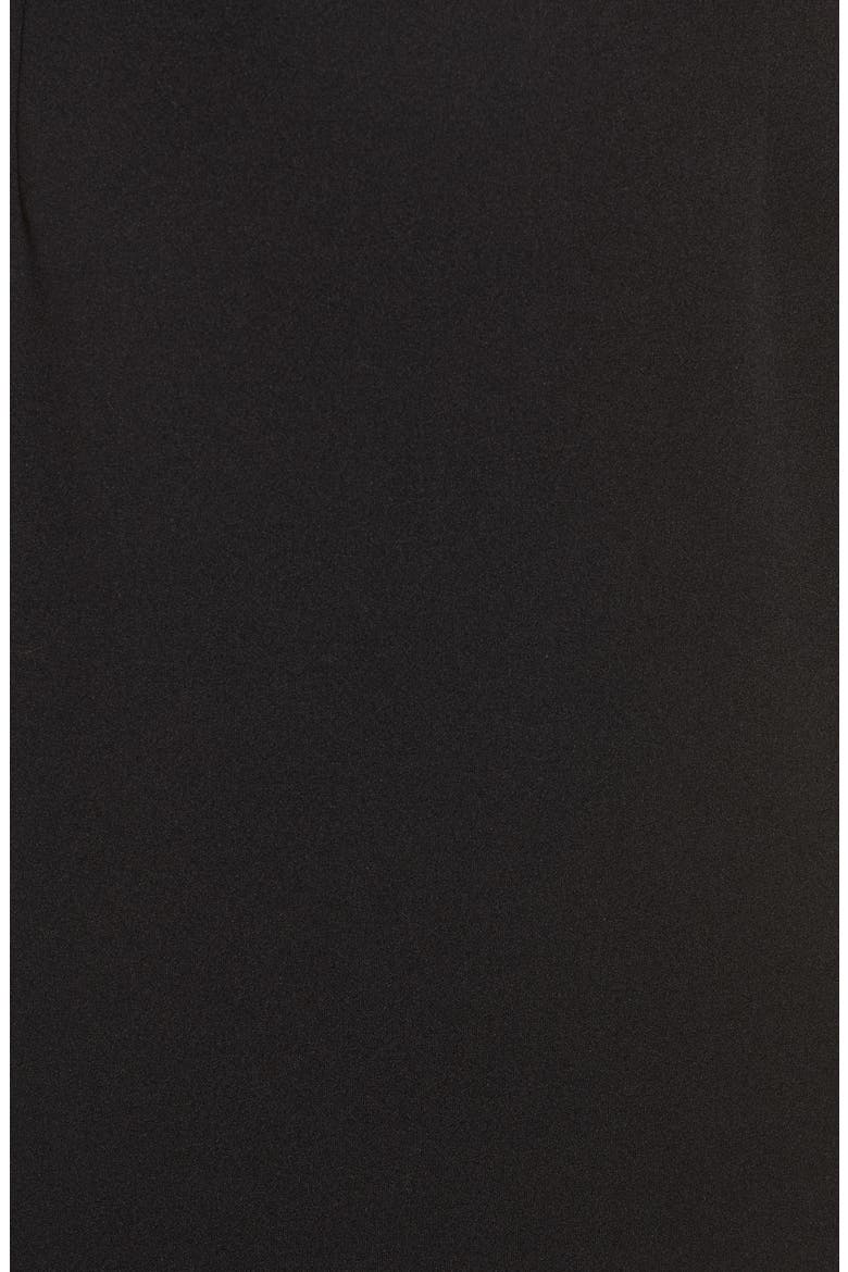 Illusion Long Sleeve Crepe Cocktail Dress, Alternate, color, BLACK