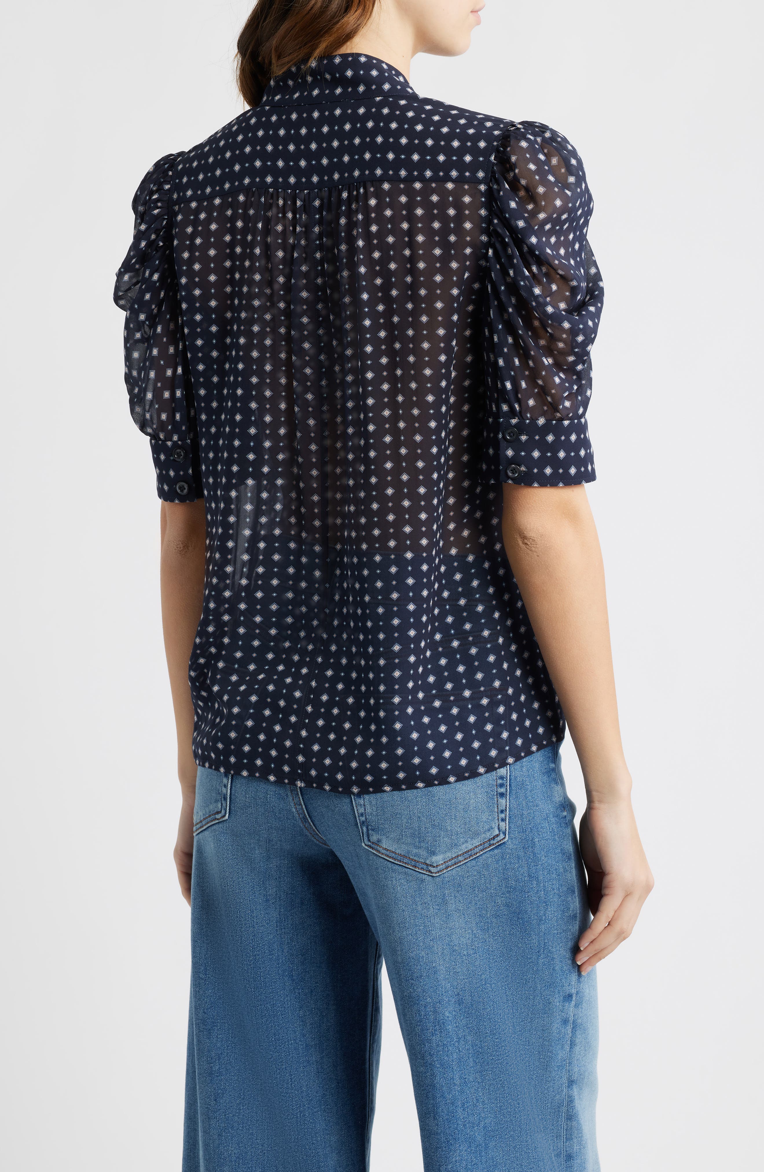 Gillian Print Silk Button-Up Shirt - image 2